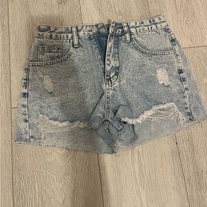 SHEIN Light Blue Distressed Jean Shorts
